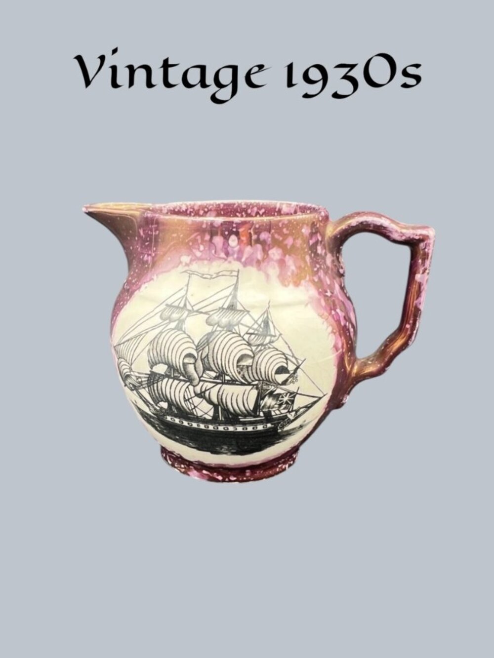 Vtg 1930s Sunderland Lusterware Grays Pottery Creamer Pitcher Highly Collectible